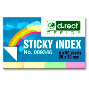 Označevalci strani samolepilni lističi 4x50 listov 2x5 cm D.RECT OFFICE STICKY INDEX NEON MIX 009346