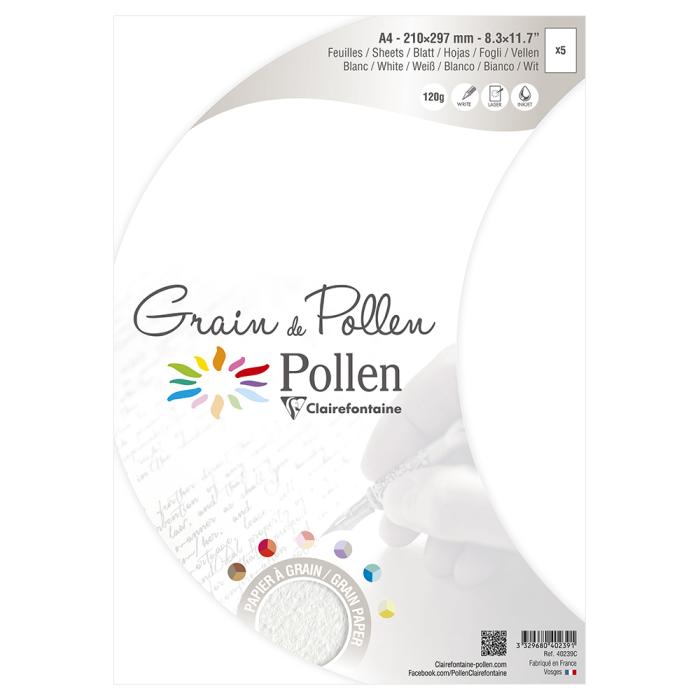 Papir s teksturo A4 5 listov 120 g GRAIN DE POLLEN CLAIREFONTAINE