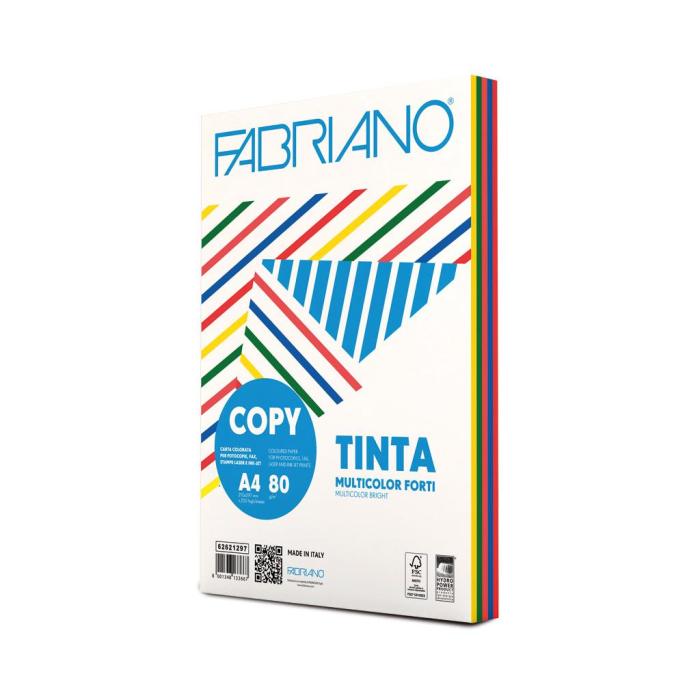 Fotokopirni barven papir mix 5 intenzivnih barv A4 80g 250L FABRIANO TINTA