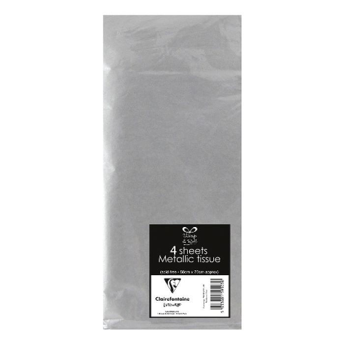 Papir svilnati svilen v polah srebrn 18 g EUROWRAP METALIC TISSUE PAPER set 4/1