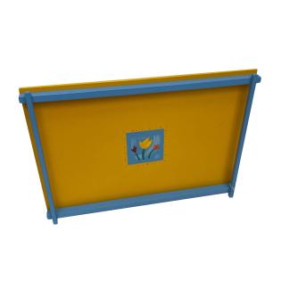 Pladenj za kavč oblazinjen rumen z modrim okvirjem 50x35 cm ROŽE