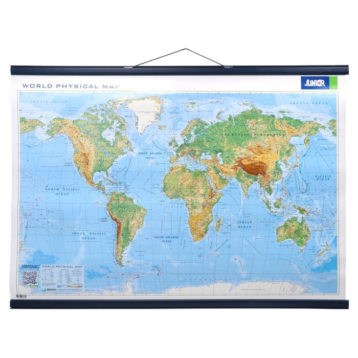Zemljevid sveta plakat plastificiran pi&scaron;i bri&scaron;i velikosti B2 angle&scaron;ki JUNIOR SVET WORLD MAP 131761