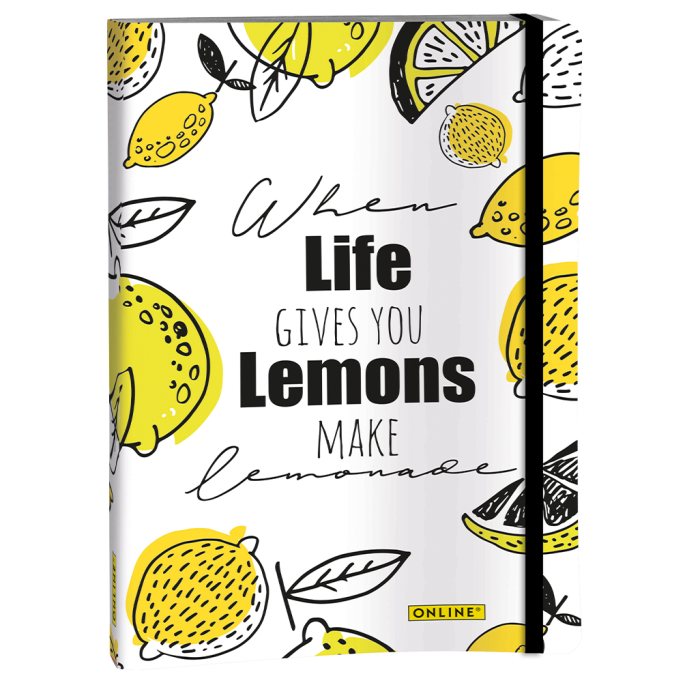 Rokovnik na pike A5 72 listov 120 g ONLINE LIMONE WHEN LIFE GIVES YOU LEMONS MAKE LEMONADE
