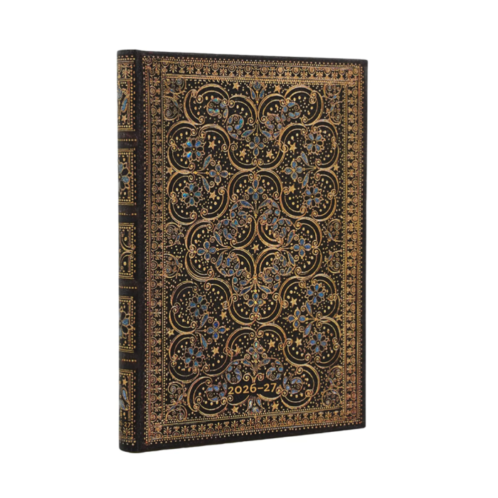 Planer 18 mesečni 2026/2027 trde platnice horizontalna postavitev 12,5x18 cm PAPERBLANKS RESTORATION QUEEN'S BINDING DE1880-4