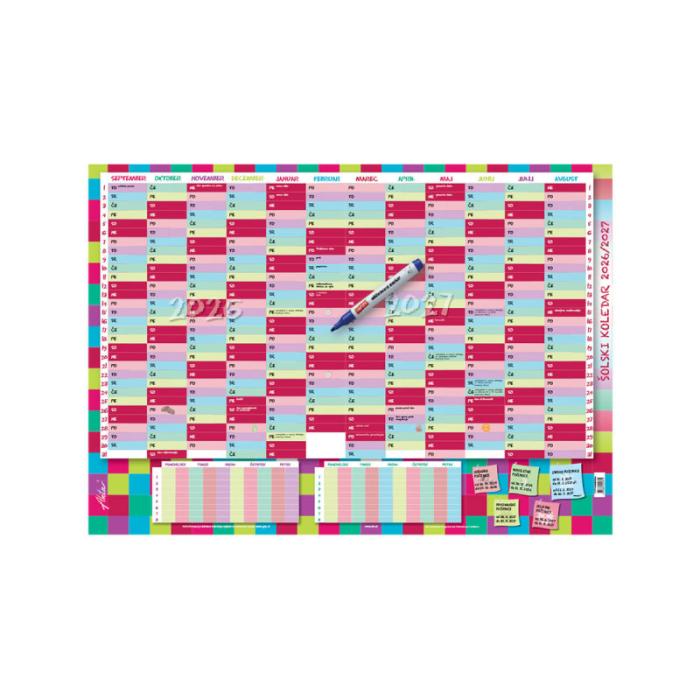 Planer stenski 2025/2026 plakat pi&scaron;i bri&scaron;i 100x70 cm AKTA 2FS00007