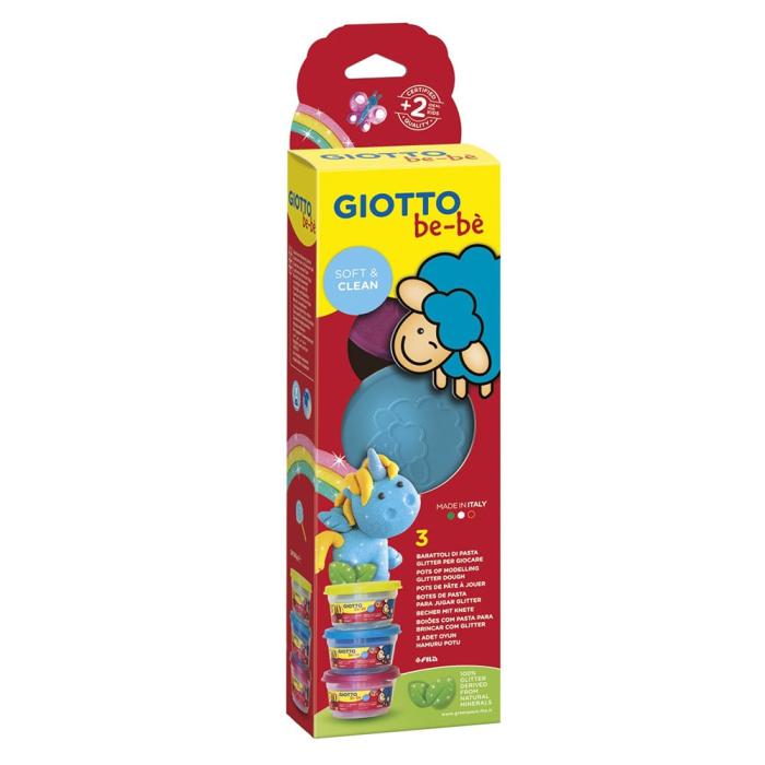 Plastelin v lončku 100 g GIOTTO BE-BE BIOGLITTER set 3/1 479700