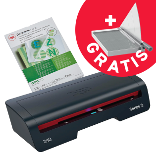 Plastifikator laminator za A4 GBC SERIES 2 240 + žepki za plastificiranje in gratis giljotina za A4 LEITZ