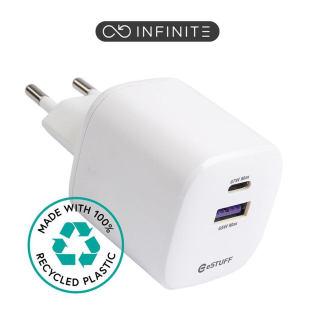 Polnilnik z USB-C in USB-A vtičem 67 W bel eSTUFF INFINITE GaN ES637065B