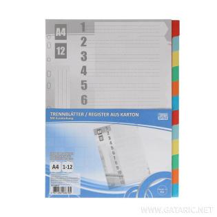Pregradni kartoni barvni 12 delni TIPTOP OFFICE 406679
