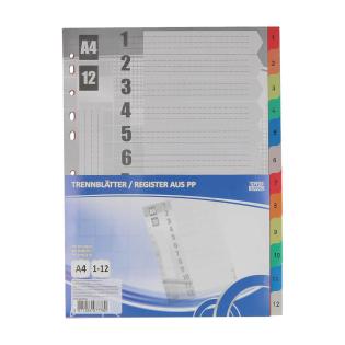 Pregradni karton barvni od 1 do 12 PP TIPTOP OFFICE 407776