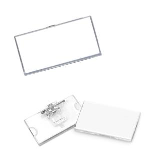 Priponka za ime pleksi 6x3 cm s sponko in &scaron;čipalko brez listka LEBEZ 31-080-B