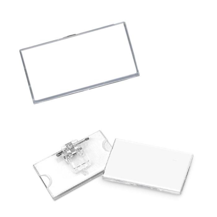Priponka za ime pleksi 6x3 cm s sponko in ščipalko brez listka LEBEZ 31-080-B
