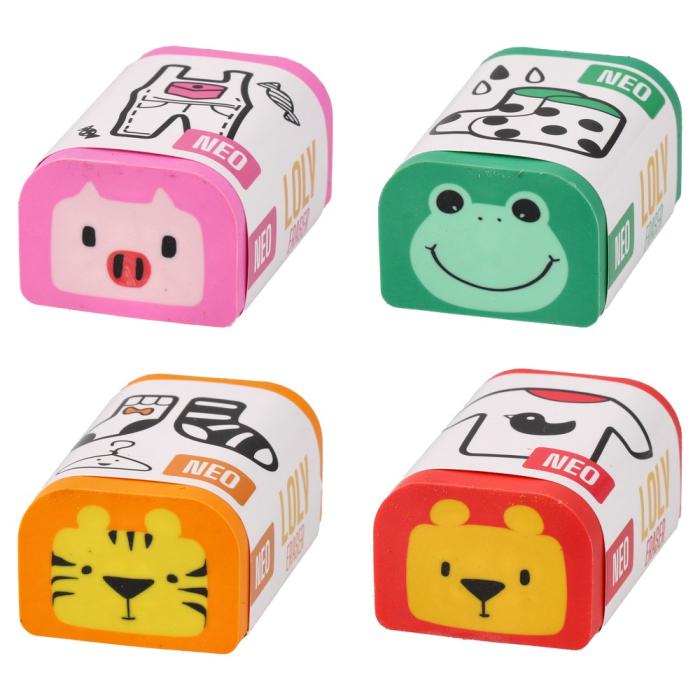Radirka živali lev žaba pujs tiger NEO SAZIO LOLY ERASER 104419