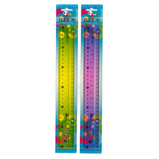 Ravnilo transparentno barvno 30 cm TRISO FLEX 10903