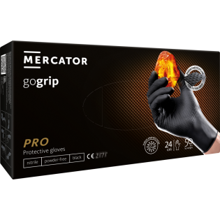 Rokavice nitril brez pudra črne velikost L MERCATOR GOGRIP PRO set 50/1