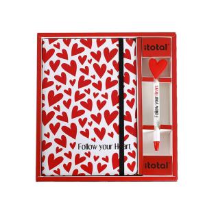 Rokovnik A5 s kemičnim svinčnikom I-TOTAL FOLLOW YOUR HEART SRČKI XL1831B