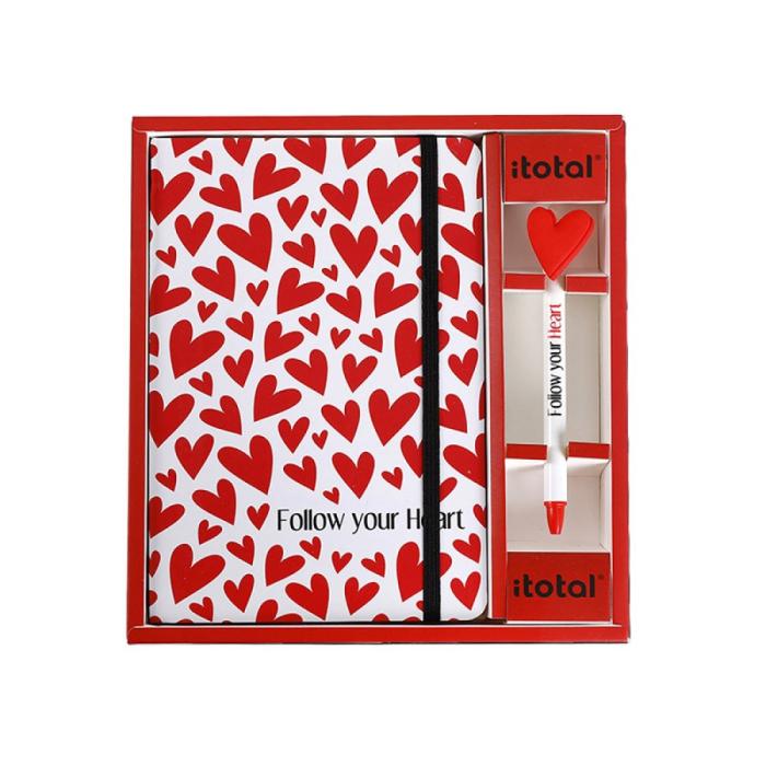 Rokovnik A5 s kemičnim svinčnikom I-TOTAL FOLLOW YOUR HEART SRČKI XL1831B