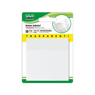Samolepilni lističi v bloku prozorni transparentni 50 listov 7,5x7,5 cm LEBEZ POST IT 81638