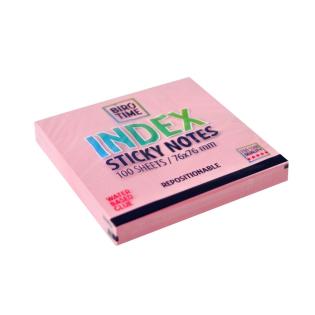 Samolepilni lističi v bloku 100 listov 76x76 mm pastelno roza BIRO TIME 490111