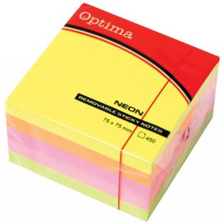 Samolepilni lističi v bloku 5 barv 450 listov 75x75 mm OPTIMA