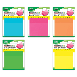 Samolepilni lističi v bloku prozorni barvni 50 listov 7,5x7,5 cm LEBEZ POST IT 81639