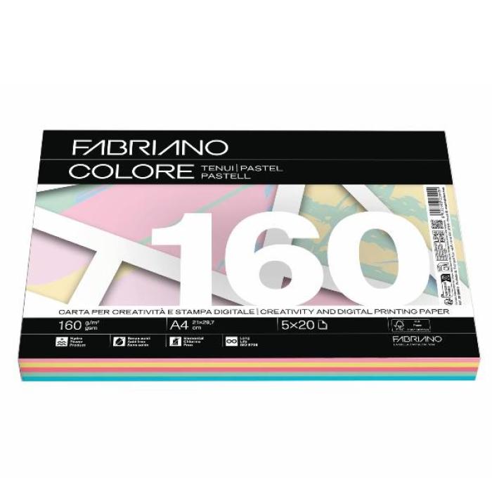 &Scaron;eleshamer papir A4 160 g 100 listov FABRIANO COLORE PASTEL MIX 19100815