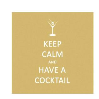 Serviete zlate 25x25 cm PPD KEEP CALM AND HAVE A COCKTAIL 7579