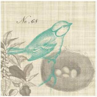 Serviete 25x25 cm PPD 1251926 PIEDMONT BIRD VINTAGE NATUR PTIČ FSC