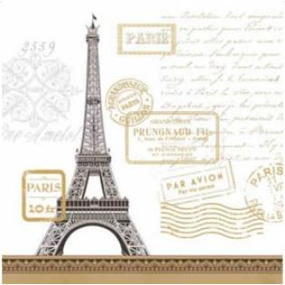 Serviete 25x25 cm PPD PARIS RENDEZVOUS WHITE EIFFLOV STOLP 1251931