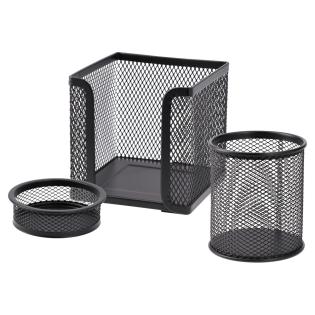 Set 3 delni za namizni pribor mreža črn CORD TRIO BIRO TIME 482052
