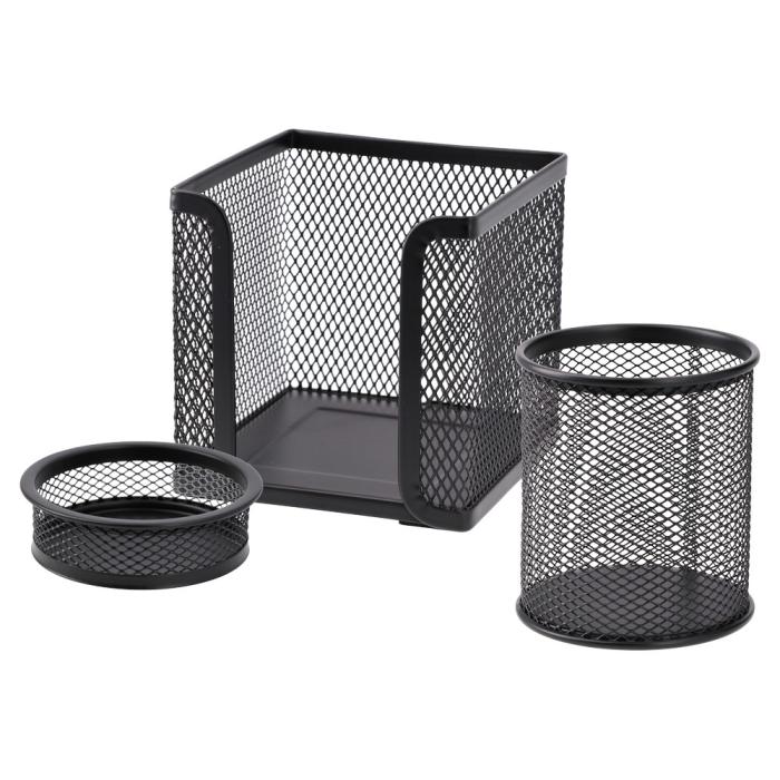 Set 3 delni za namizni pribor mreža črn CORD TRIO BIRO TIME 482052