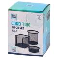 Set 3 delni za namizni pribor mreža črn CORD TRIO BIRO TIME 482052