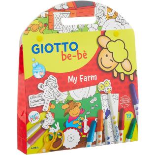 Pobarvanka z 12 flomastri in 25 nalepkami GIOTTO BE-BE MY FARM set
