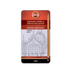 Grafitni svinčniki 5B-5H KOH-I-NOOR GRAPHIC set 12/1