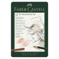 Grafitni svinčniki slikarski art v pločevinasti &scaron;katli FABER CASTELL PITT MONOCHROME set 12/1 270774