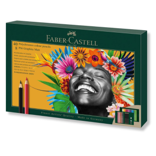Barvice in svinčniki FABER CASTELL POLYCHROMOS COLOUR PENCILS & PITT GRAPHITE MATT set 50/1 272652