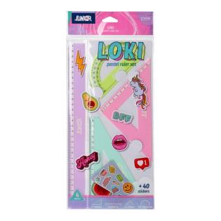 Set ravnil pastel z nalepkami JUNIOR LOKI set 4/1 131470