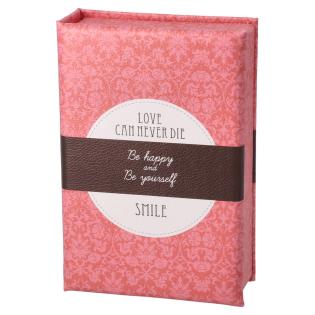 &Scaron;katla za nakit &scaron;atulja z ogledalom LOVE CAN NEVER DIE BE HAPPY AND BE YOURSELF SMILE 770011