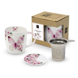 Skodelica za čaj s filtrom 0,35L metulj PPD BUTTERFLY FLOWERS 604668