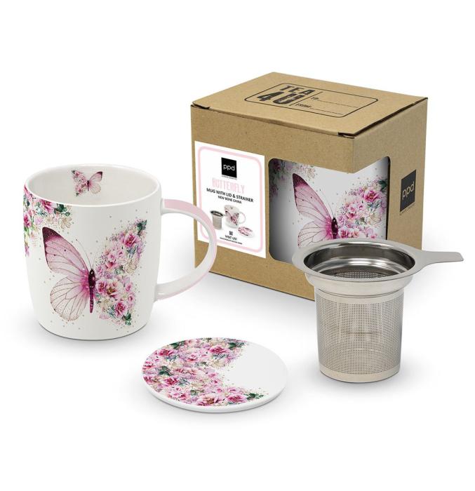 Skodelica za čaj s filtrom 0,35L metulj PPD BUTTERFLY FLOWERS 604668
