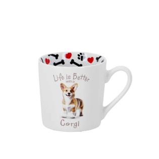 Skodelica porcelan 400 ml HOME COLLECTION LIFE IS BETTER WIT A CORGI