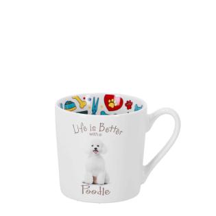 Skodelica porcelan 400 ml HOME COLLECTION LIFE IS BETTER WITH A POODLE
