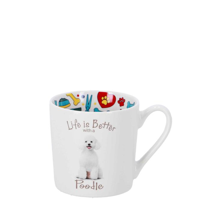 Skodelica porcelan 400 ml HOME COLLECTION LIFE IS BETTER WITH A POODLE