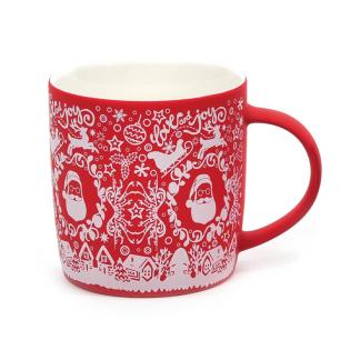 Skodelica novoletna porcelan s silikonskim premazom rdeča 390 ml MHOME