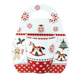 Skodelica novoletna porcelan v darilni embalaži 340 ml MHOME MIX