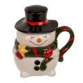Skodelica s pokrovom snežak porcelan  300 ml FUNNY SNOW 99/6206