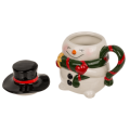 Skodelica s pokrovom snežak porcelan  300 ml FUNNY SNOW 99/6206