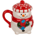 Skodelica s pokrovom snežak porcelan  300 ml FUNNY SNOW 99/6206
