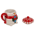 Skodelica s pokrovom snežak porcelan  300 ml FUNNY SNOW 99/6206