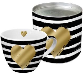 Skodelica velika zlata srce 0,45L PPD HEART AND STRIPES 603026